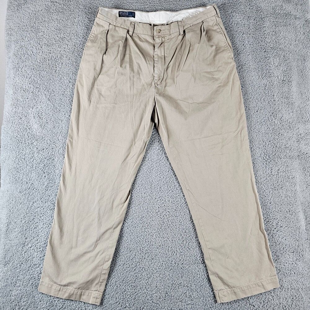 Vintage Polo Ralph Lauren Pants Mens 38x30* Khaki Classic Chino Pleated Casual
